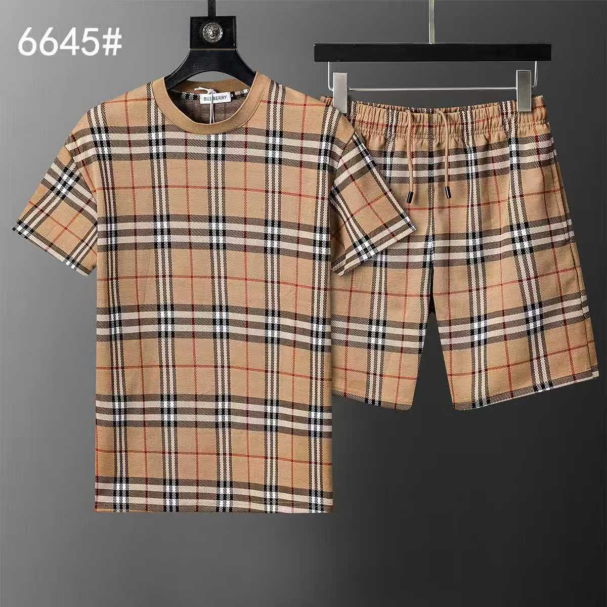 Burb Beige Plaid Short Set