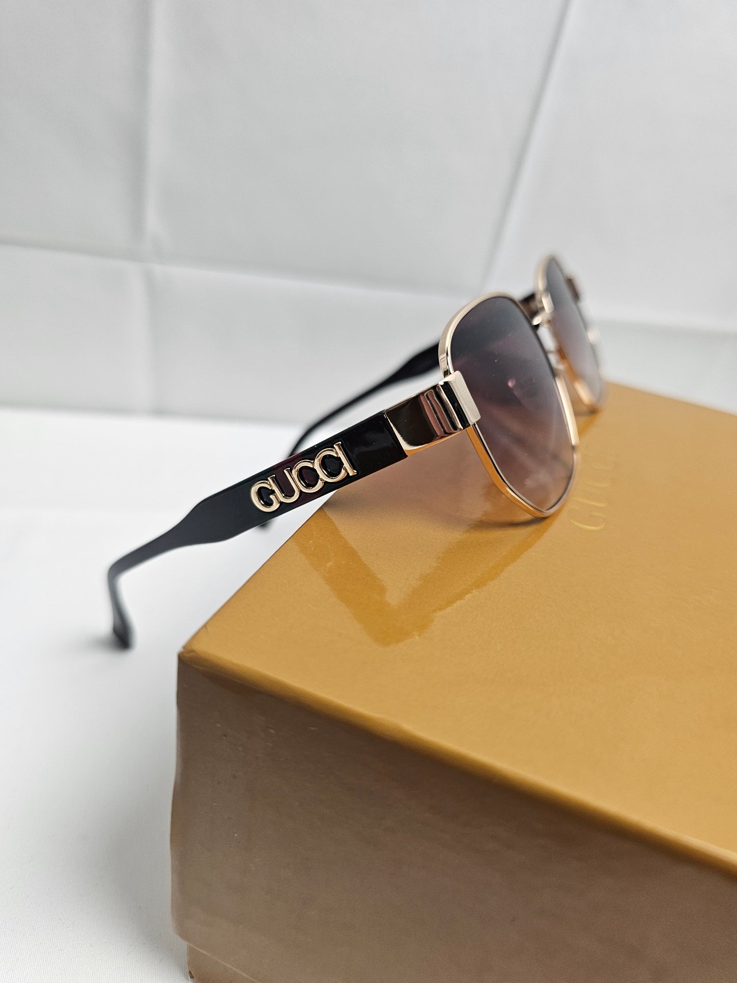 Guc Purple Logo Print Sunglasses