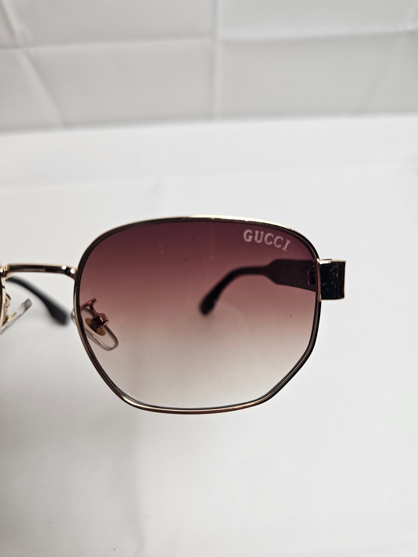 Guc Purple Logo Print Sunglasses