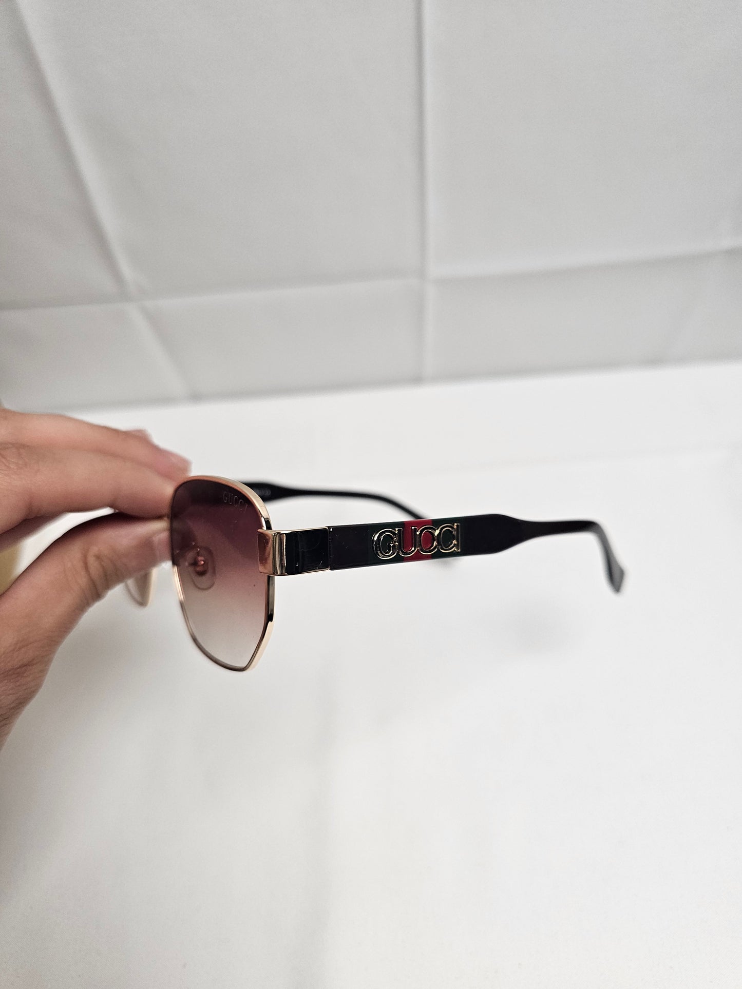Guc Purple Logo Print Sunglasses