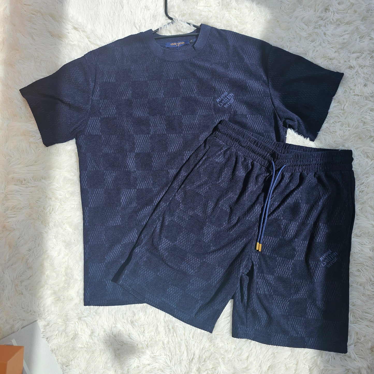 Loui Blue Checkered Short Set