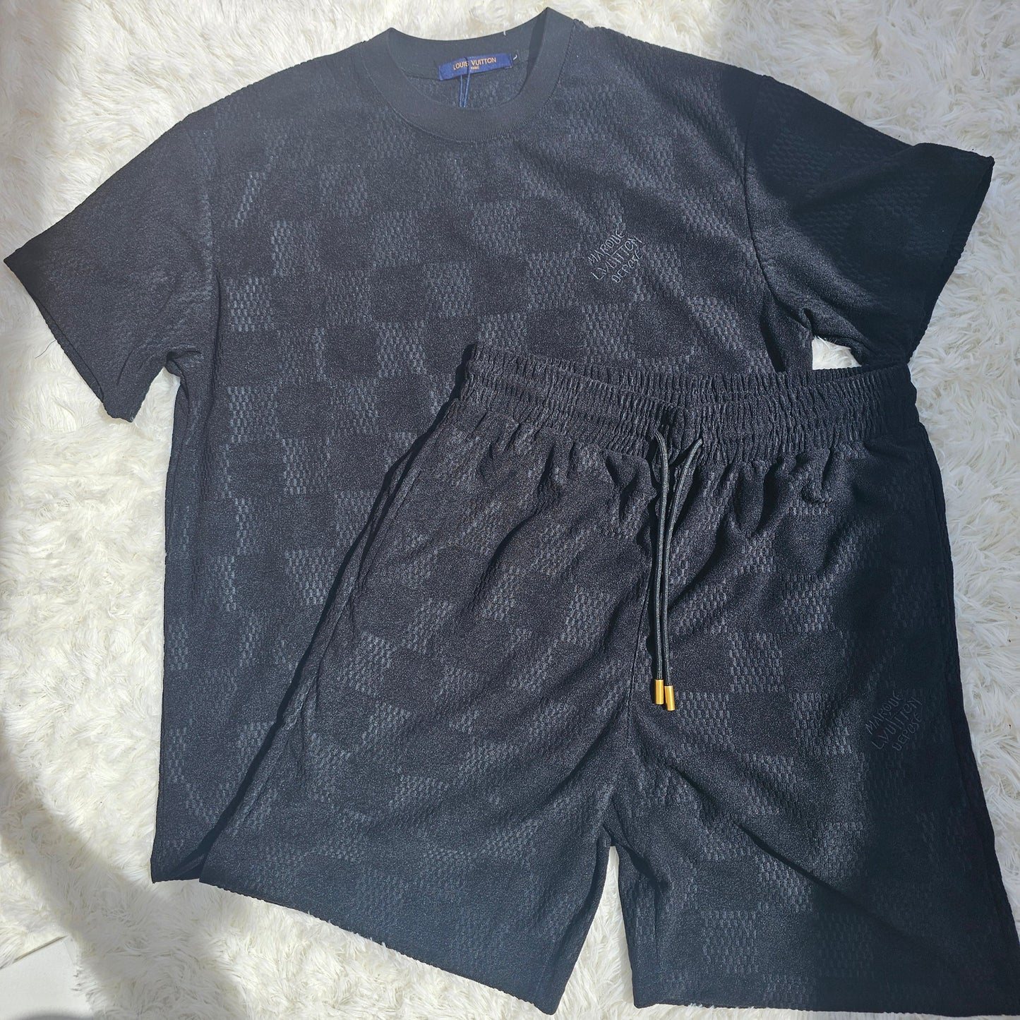 Loui Black Checkered Short Set