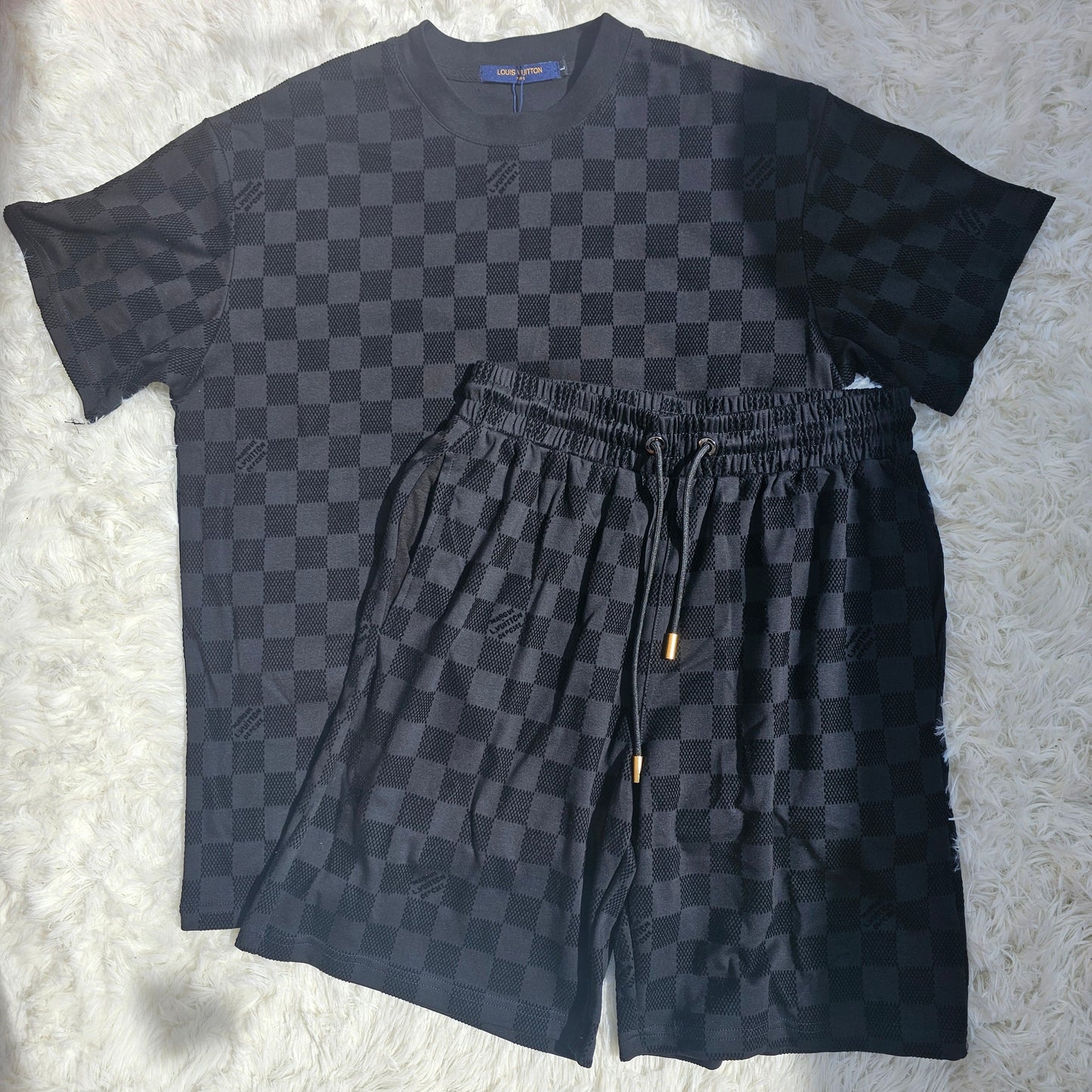 Loui Black Checkered Short Set