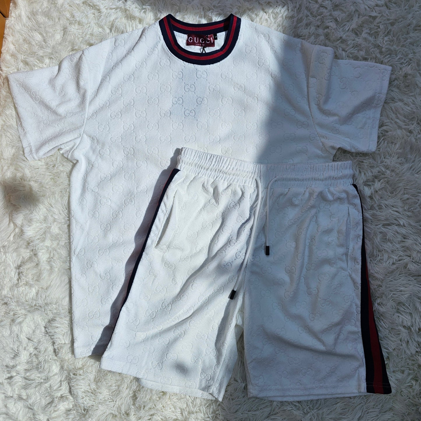 Guc White Logo Short Set