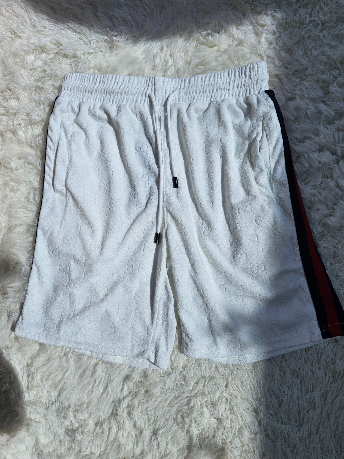 Guc White Logo Short Set