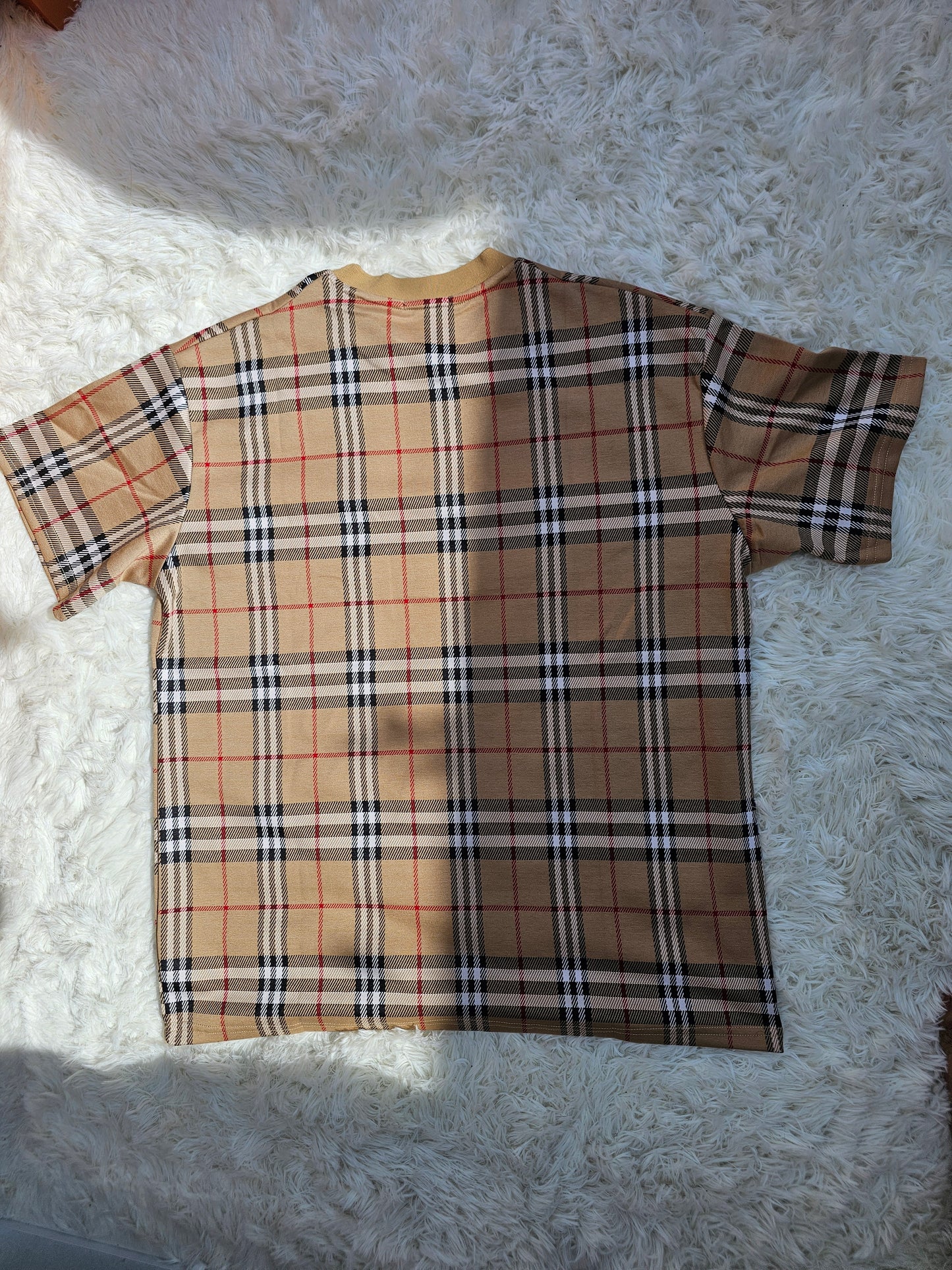 Burb Beige Plaid Short Set